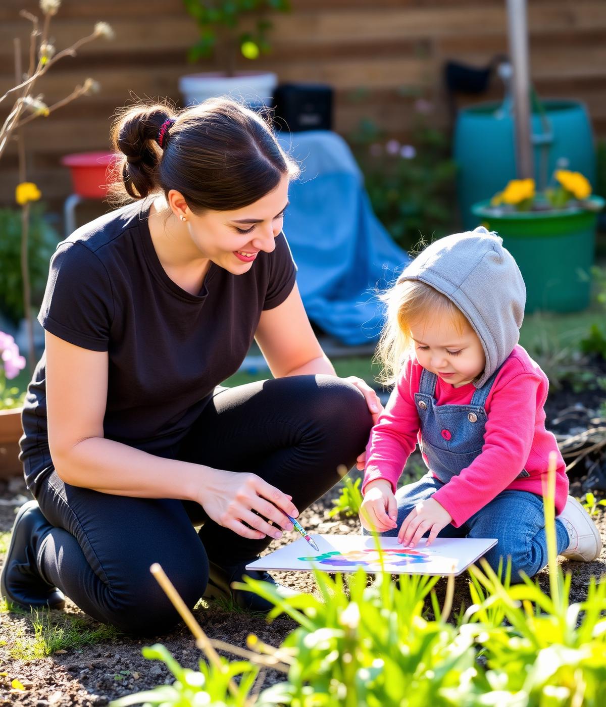 Teacher working closely with a young student